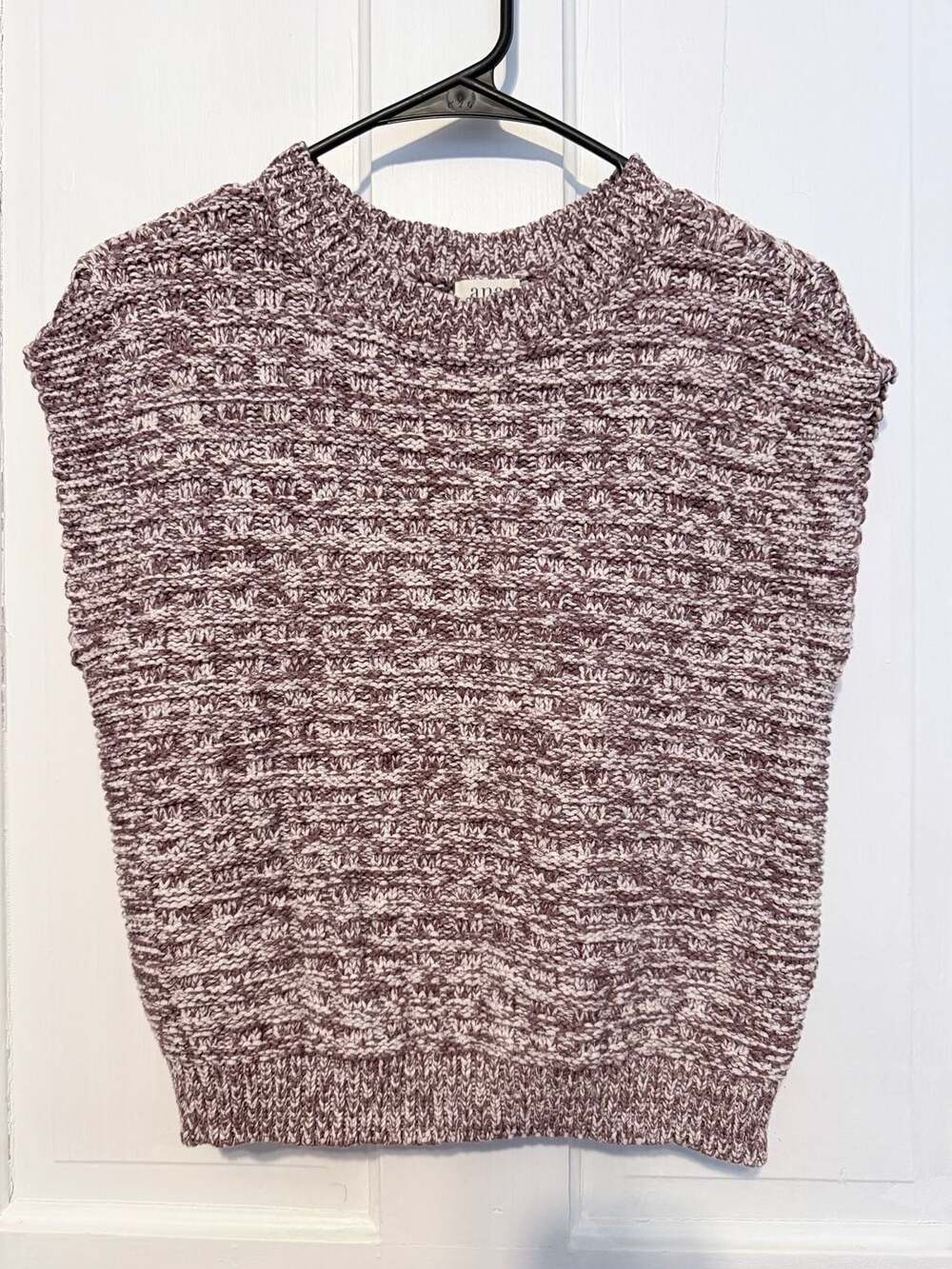 Ana Chunky Knit Muscle Sweater Tank Top Merlot White Melange size M